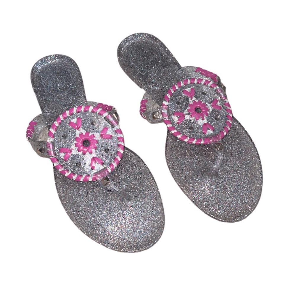 Jack Rogers Girls Miss Sparkle Georgica Pink Medallion Jelly Sandal Sz 4